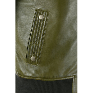Blouson à capuche en cuir pour homme, nouveau Style bombardier vert avec capuche détachable - Product Image 4