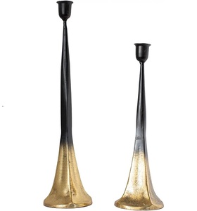 Candelabro Cónico de Metal Estilo Nórdico al por Mayor, Acabado Negro y Dorado, Portavelas para Bodas, Decoración de Mesa para Hogar, Hotel y Restaurante - Product Image 1