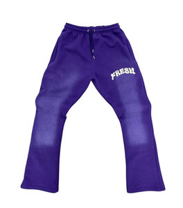 Survêtement personnalisé lourd évasé délavé à l'acide ensemble de survêtement en polaire d'hiver avec impression bouffante sweat à capuche vieilli et pantalon de survêtement - Product Image 2