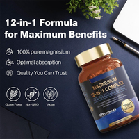 Complexe de magnésium 700 mg, complément de magnésium 12 en 1 pour adultes, soulagement du stress, soutien du sommeil, nerfs et muscles, métabolisme