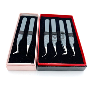 Juego de pinzas de volumen, las más vendidas, puntas plateadas con agarre de diamante, pinzas para extensión de pestañas, pinzas finas antimagnéticas de acero inoxidable - Product Image 5
