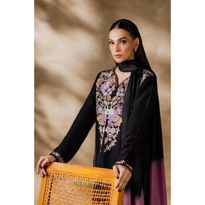 MIRANA-3PC เสื้อเชิ้ตผ้าลอนปักลายหรูหราคอวีแขนยาวพร้อมกางเกงผ้าชีฟองย้อมสีแบบไท-ไดสำหรับฤดูใบไม้ผลิ/ฤดูร้อน-BIC-4640 - Product Image 2