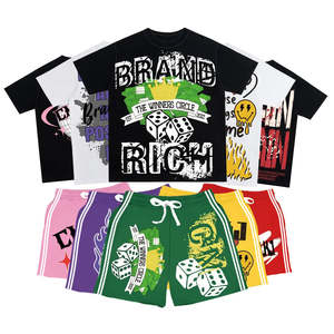 T-shirts et shorts surdimensionnés décontractés pour homme, vêtements de rue à séchage rapide, manches courtes, 2 pièces, ensembles de t-shirts respirants en coton - Product Image 2