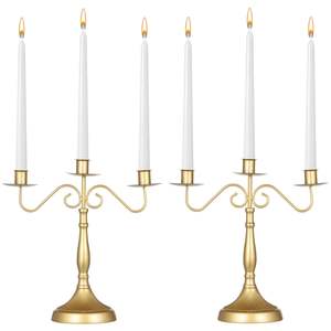 Handcrafted <b>Gold</b> Metal <b>Candle</b> Holder Set of Three Elegant Modern <b>Pillar</b> <b>Candle</b> Stands for Home Dining & Festive Decor - Product Image 5