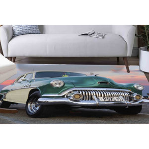 Alfombra con Estampado de Auto Clásico: Decoración Automotriz Retro, Alfombra de Chenilla - Product Image 4