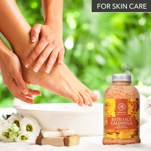 Aromatika Calendula Sal Marina Natural en Cristales 600g para Baño con Extracto Calmante de Caléndula, Cuidado Relajante para la Piel del Cuerpo, Frasco de Plástico - Product Image 6