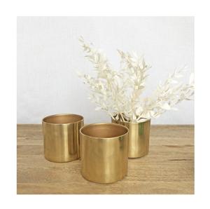 Top qualité Pot de fleur décor de jardin Simple conception unie en laiton fleur Vase Table article décoratif couleur or en gros à la main - Product Image 1