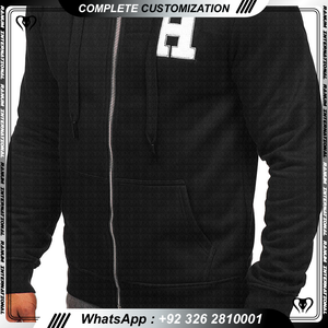 Sudadera con capucha y cremallera completa de lana de peso completo en blanco de alta calidad lisa al por mayor, sudaderas con capucha y cremallera para hombre con logotipo personalizado - Product Image 5