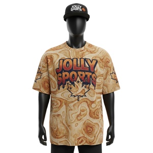T-shirt ample pour homme, surdimensionné, tissu interlock en polyester 210 GSM, toucher doux, imprimé intégral, logo par sublimation, marron - Product Image 1