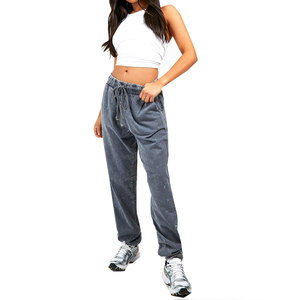 Ropa de calle con logotipo personalizado para mujer, Jogger lavado ácido, de algodón pesado, Vintage, pierna ancha, holgado, lavado ácido, Jogger para mujer - Product Image 3
