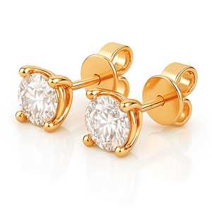 Boucles d'oreilles minimalistes unisexes en or jaune massif 14 carats diamants de laboratoire de haute qualité pour des occasions de bon augure - Product Image 2