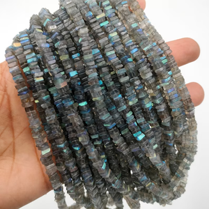 Perles carrées lisses en Labradorite naturelle pour la fabrication de bijoux 5-6mm Heishi Cut Gemstone Wholesale Brins Fournisseur 16 pouces - Product Image 2