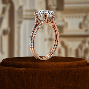 Anillo de Compromiso, Boda o Aniversario Cristiano Clásico Personalizable en Oro Rosa de 14K, Anillo de Novia de Lujo con Corte Princesa de 3CT - Product Image 5