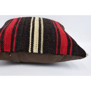 Coussin Patchwork Kilim en laine marron 16x16 pouces oreiller d'accent décoratif Vintage imprimé fleuri tissé literie sol Portable - Product Image 5