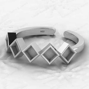 Top Selling 925 Sterling Silver 4mm Rhombus Setting Adjustable <b>Ring</b> <b>Resin</b> Ashes Work Good Breastmilk Fine Jewelry Keepsake - Product Image 3