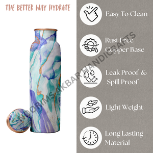 Health Friendly 750ml Pure Copper <b>Water</b> <b>Bottle</b> Leakproof Lightweight <b>BPA</b> <b>Free</b> Ayurvedic Benefit Drinkware Hydration Exporter - Product Image 2