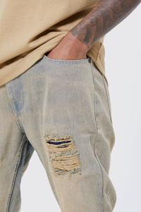 กางเกงยีนส์ทรงกระบอกขาบานลายสก็อตผู้ชาย เอวกลาง สีวอช ย้อมสีผ้า 100% ผ้าฝ้าย เป็นมิตรกับสิ่งแวดล้อม - Product Image 5