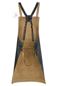 Delantal de salón de barbería ajustable Cuero genuino premium y algodón Denim Calidad Premium para uso en salón - Product Image 5