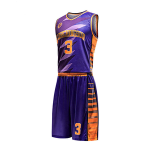 Conjuntos de uniformes de baloncesto ajustados de tamaño adulto más vendidos, diseño profesional de talla grande, logotipo personalizado, estampado transpirable, 100% poliéster - Product Image 2
