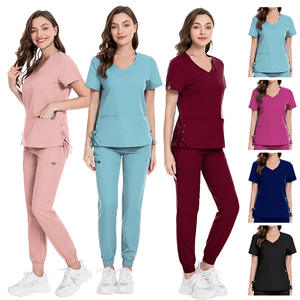 Ensembles d'uniformes médicaux personnalisés en denim bleu sarcelle et mélanges de coton, coupe jogger, pour hôpitaux, unisexe, pour infirmières - Product Image 2