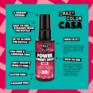 Gouttes de Pigment Rouge Intense Crazy Color – Véganes, Ultra-Concentrées, Booster de Couleur Capillaire Inter-Mélangable - Product Image 3