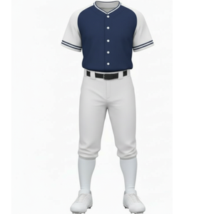 ชุดเบสบอลคลาสสิกสีกรมท่าและสีขาว เสื้อเจอร์ซีย์สีกรมท่าล้วน แขนเสื้อสีขาว พร้อมกางเกงเพอร์ฟอร์แมนซ์ - Product Image 2