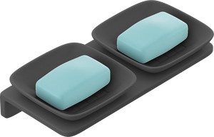 Support mural adhésif noir à double niveau pour savon, sans perçage, en acier inoxydable, étagère de rangement, ensemble d'accessoires de salle de bain modernes - Product Image 2