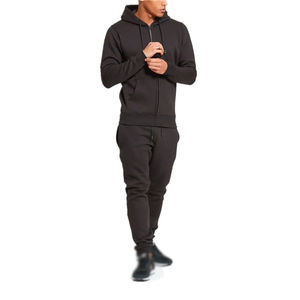 Survêtement de fitness d'hiver personnalisé pour hommes, sweat à capuche en coton avec fermeture éclair, pantalon de survêtement, ensemble de vêtements de sport respirants à séchage rapide - Product Image 4