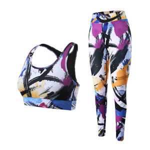 100% haute qualité Sublimation Fitness porter taille adulte femmes Yoga ensemble respirant et confortable femmes deux tons Yoga ensemble OEM ODM - Product Image 1