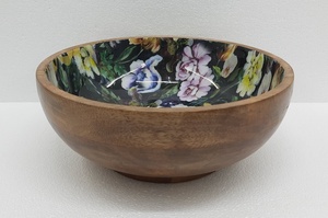 Wholesale Bulk Wooden and Meena Work Kitchenware Bowl Deluxe Quality Round Shape Solid Wood Tabletop <b>Dinnerware</b> Bowl - Product Image 4