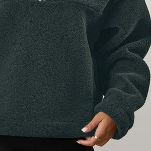 Charcoal Quarter Zip <b>Fleece</b> <b>Jacket</b> Women Oversized Pullover High Neck Cozy Sweatshirt <b>Warm</b> Casual Winter Layer Wear - Product Image 6