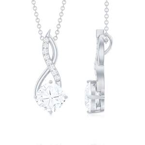 Collier pendentif RITZIN Infinity avec moissanite certifiée pour femme - 8 mm, argent sterling 925, plaqué platine/or/argent - Product Image 4