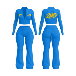 Conjunto Deportivo Oversize Personalizado con Logotipo para Mujer, Sudadera Corta con Capucha y Pantalones Cargo de 2 Piezas para Mujer y Hombre - Product Image 6