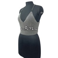 Cotte de mailles en aluminium Sangles en cuir Cotte de mailles Bikini Soutien-gorge Médiéval Bijoux de corps, Ren Faire Costume Rave Outfit, Cadeau d'Halloween