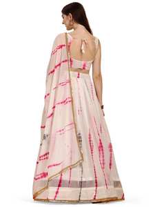 Ropa de novia de seda flameada moderna para mujer, vestidos Lehnga, Marrón aturdido/Mehroon/rojo, Color personalizable, lentejuelas, volantes bordados - Product Image 3