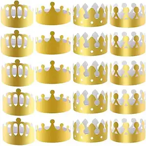 Оптовая продажа, бумажная Золотая Корона короля, четыре стиля, бумажная корона на день рождения, Золотая бумажная корона, шляпы