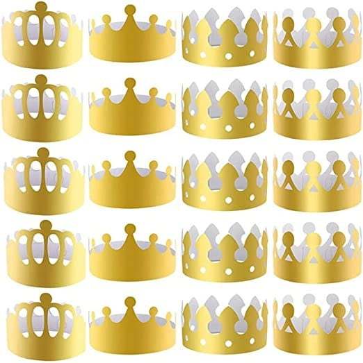 Wholesale Paper Golden Party King Crown Four Styles Paper Birthday Crown Gold Paper Crown Hats