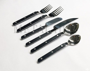 Ensemble de couverts Bistrot noir avec finition argentée brillante, ustensiles de table en acier inoxydable de qualité supérieure, lot de 6 pour cuisine moderne - Product Image 2