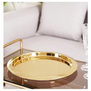 Bandeja de servicio redonda con espejo de vidrio dorado de Metal, adornos creativos, bandejas de joyería dorada, utensilios de cocina, bandejas de servicio usadas - Product Image 5