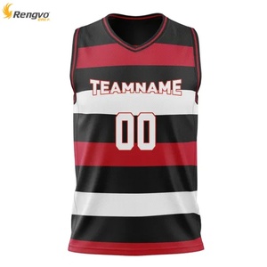 เสื้อบาสเก็ตบอลพิมพ์ซับลิเมชันออกแบบได้ตามต้องการมีตัวเลขและชื่อพลัสไซส์มาใหม่ - Product Image 4