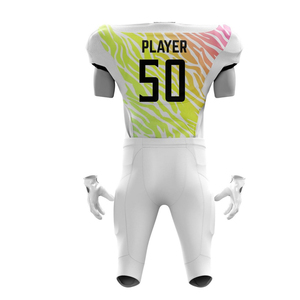 Conjunto de fútbol americano al por mayor, 100% poliéster, uniforme con nombre de equipo personalizado y número de impresión, manga corta, precio competitivo - Product Image 6