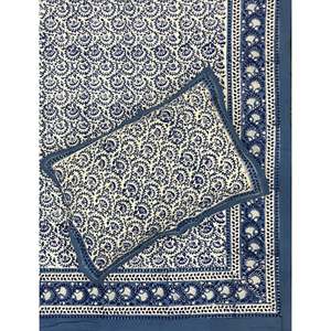 Parure de lit double 3 pièces en coton 100% imprimé à la main, motifs floraux, taies d'oreiller, technique de couture écologique pour la maison - Product Image 1