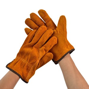 1 paire de gants de travail en cuir de vache robustes pour chauffeurs, soudeurs, gants de travail de sécurité en cuir pour hommes pour les sports nautiques, la plongée - Product Image 4