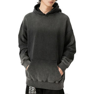 Pull à capuche surdimensionné en coton mélangé de haute qualité pour hommes, fait sur mesure, poids lourd, motif solide, Style hivernal, prix de gros - Product Image 3