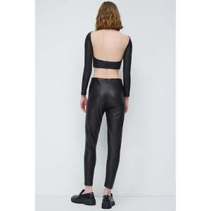 Leggings de fitness décontractés en mousseline, taille mi-haute, taille basse, effet push-up, en nylon, cuir, spandex, sans couture, taille XL, imprimé lettres, doux pour la salle de sport - Product Image 5