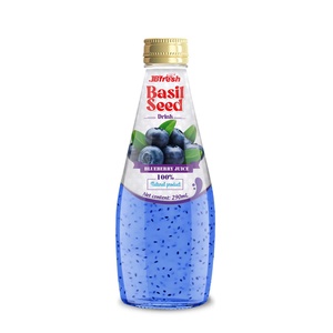 Jus de graines de basilic et de fraise Bouteille en verre de 290ml Fournisseur OEM de meilleure qualité Jus sain et rafraîchissant en gros - Product Image 3