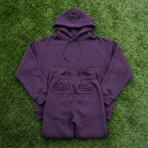 Conjunto de Sudadera con Capucha y Pantalones de Chándal de Forro Polar Morado para Mujer, Estilo Casual y Urbano - Product Image 5