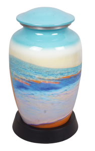 Urna de cremación brillante con acabado de imagen para adultos, urna funeraria de Metal decorativa para interiores con suministros de cremación con acabado pintado - Product Image 4