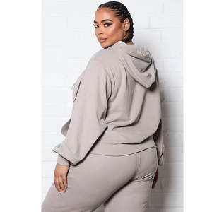 Sudadera con capucha de algodón grueso estilo INS 2026 para mujer, con cremallera, logotipo personalizado, estampado en blanco, sudadera oversize, chándal - Product Image 5