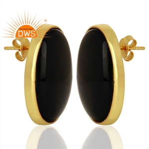 Hot Selling Sterling Silver Natural Black Onyx Gemstone <b>Stud</b> <b>Earring</b> Custom Jewelry Manufacturer - Product Image 2